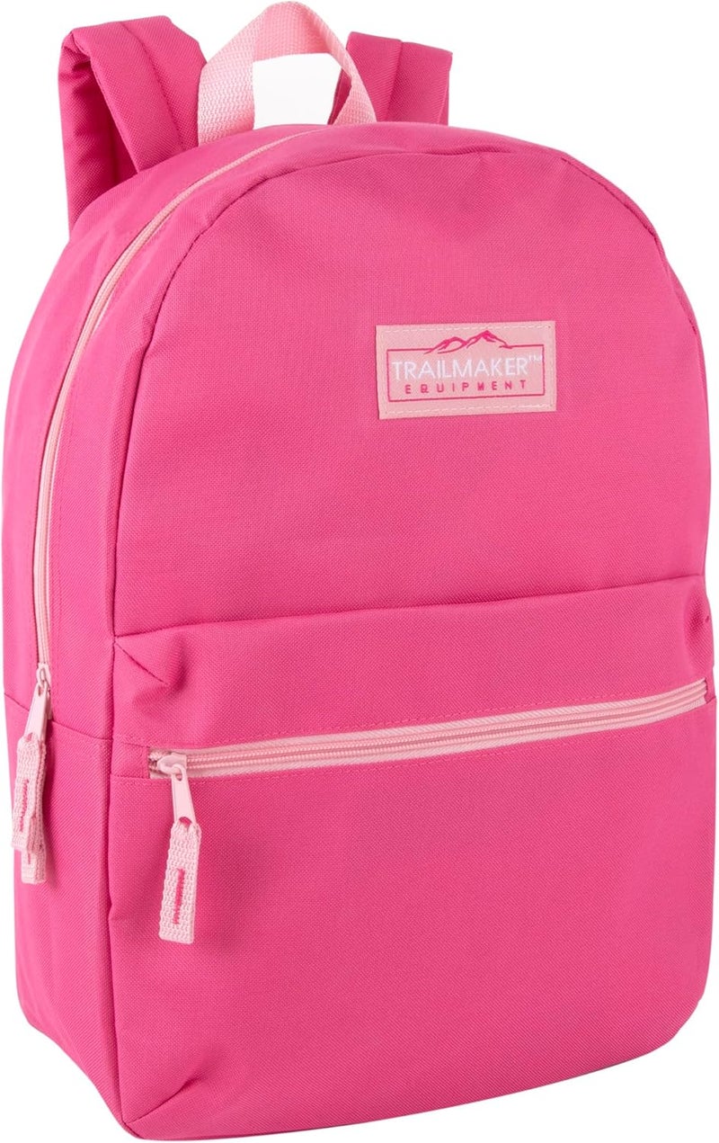 Trailmaker Classic 17 inch Backpacks with Adjustable Padded Straps | School Backpacks for Girls, Boys (Pink) - Image 1